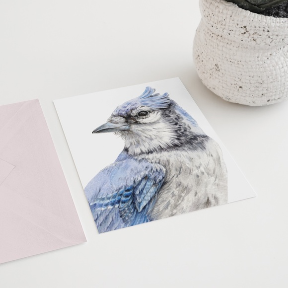 Blue Jay Bird Portrait Wall Art Watercolor Print Poster Unframed - Picture 7 of 9